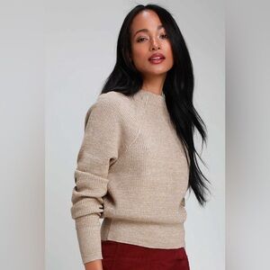 Free People Too Good Heathered Beige Knit Pullover Sweater - Size S